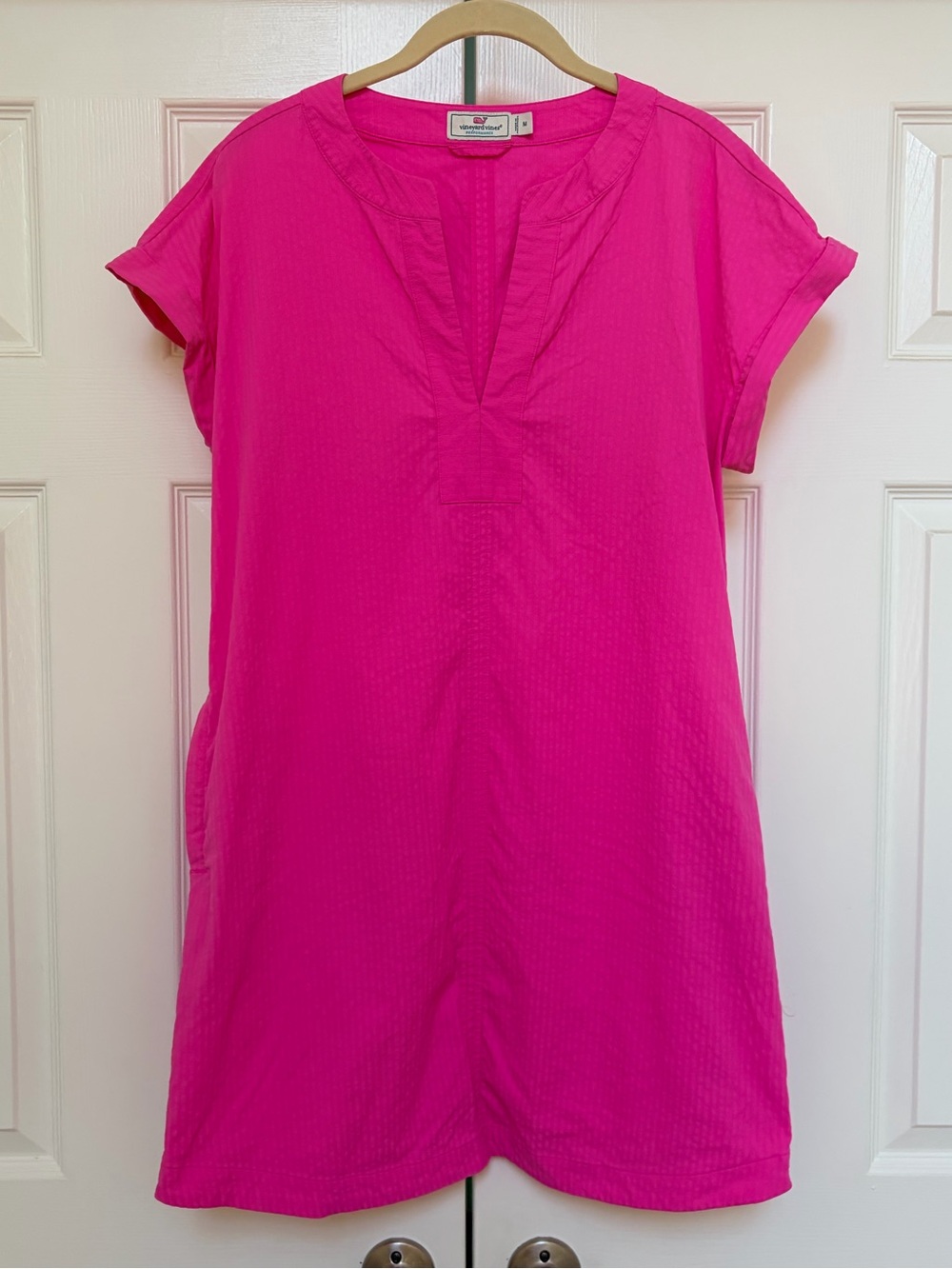 Vineyard Vines Bright Pink Short Sleeve Swim Coverup Tunic
